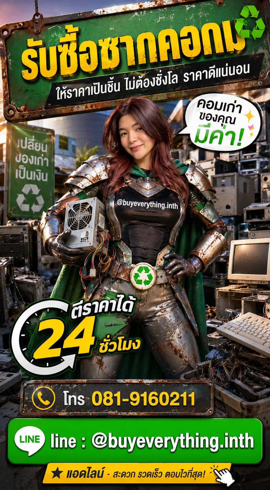 ฮีโร่รีไซเคิลรับซื้อซากคอมพิวเตอร์ ให้ราคาเป็นชิ้น ไม่ต้องชั่งโล