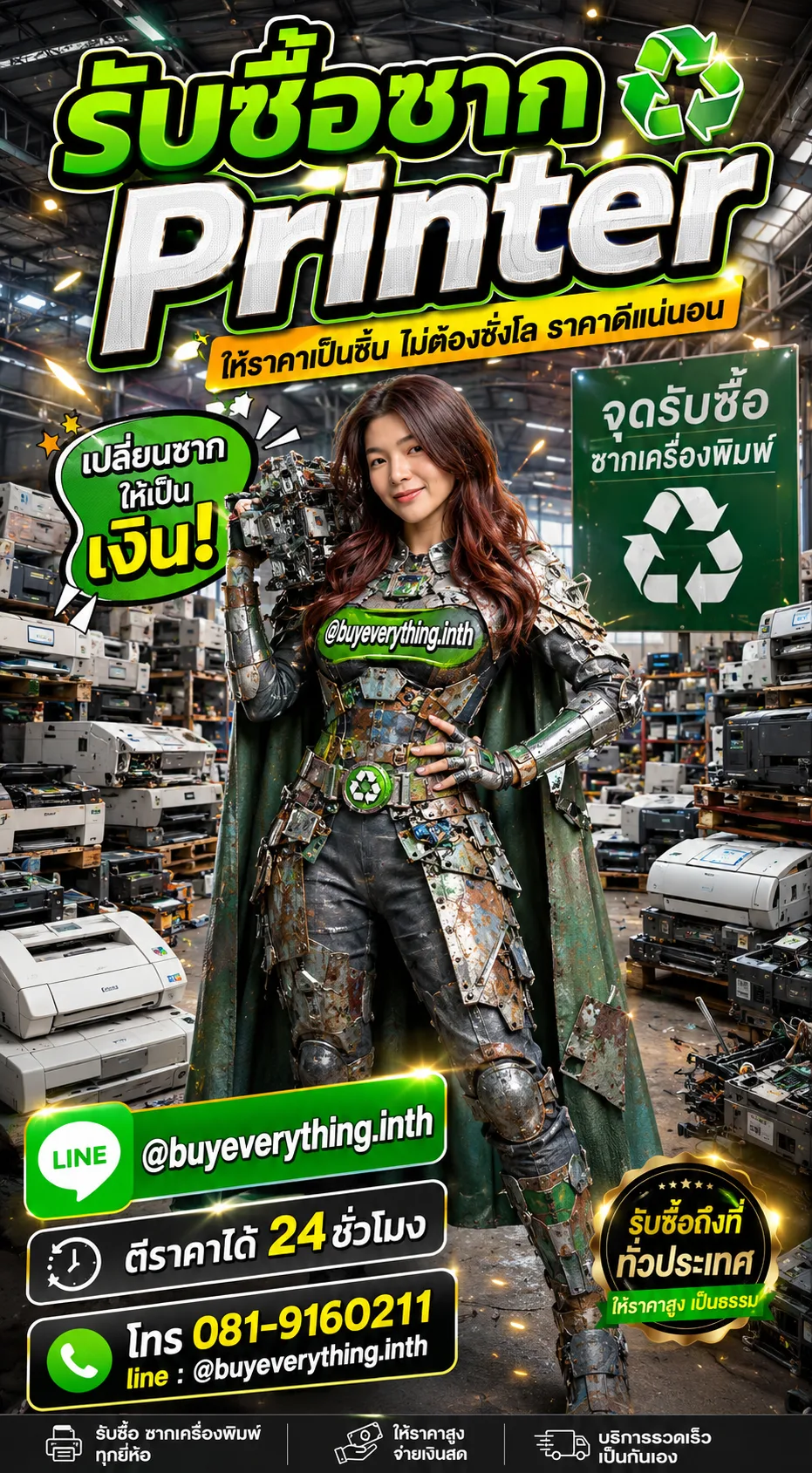 ฮีโร่รีไซเคิลรับซื้อซาก Printer ให้ราคาเป็นชิ้น ไม่ต้องชั่งโล