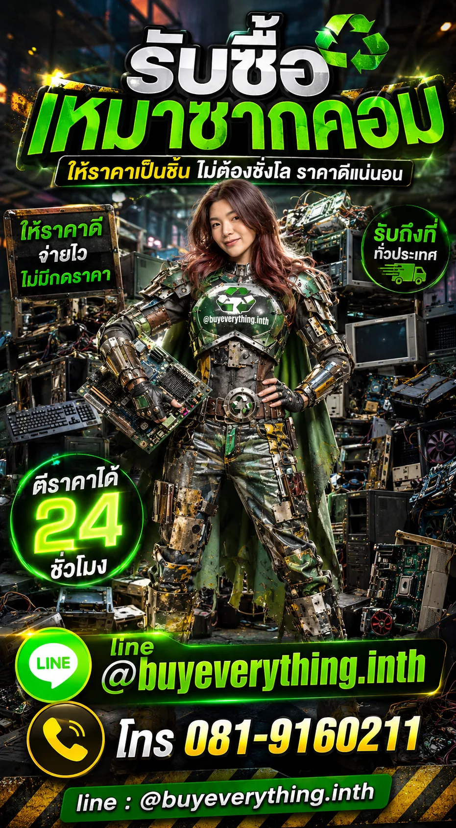 ฮีโร่รีไซเคิลรับซื้อเหมาซากคอม ให้ราคาเป็นชิ้น ไม่ต้องชั่งโล