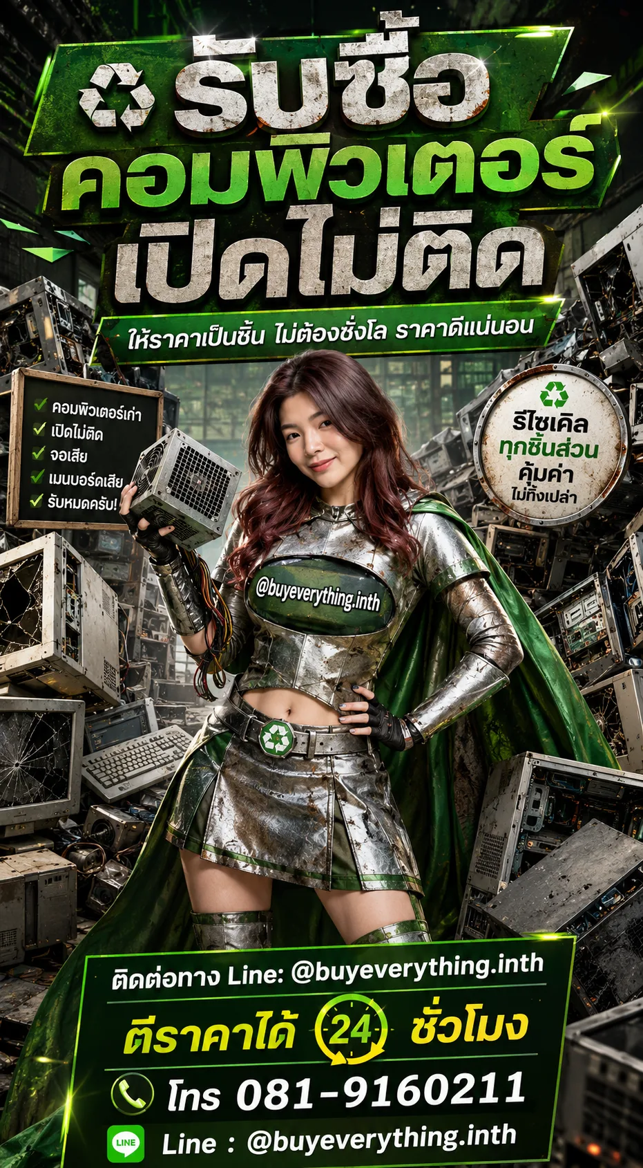 ฮีโร่รีไซเคิลรับซื้อคอมพิวเตอร์เปิดไม่ติด ให้ราคาเป็นชิ้น ไม่ต้องชั่งโล
