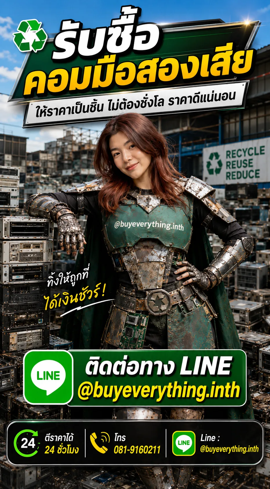 ฮีโร่รีไซเคิลรับซื้อคอมมือสองเสีย ให้ราคาเป็นชิ้น ไม่ต้องชั่งโล
