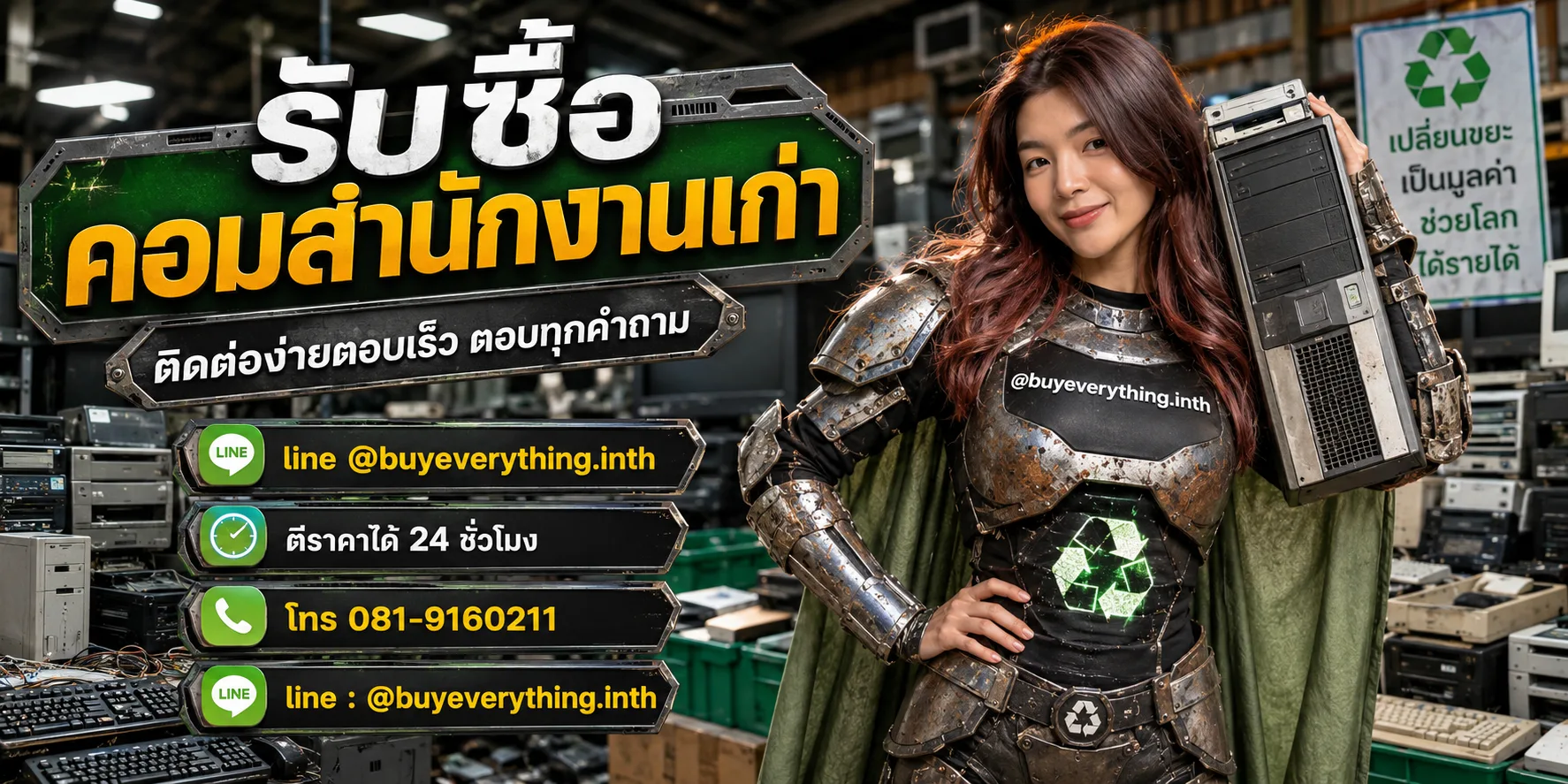 รับซื้อคอมสำนักงานเก่า ติดต่อ Line @buyeverything.inth ตีราคาได้ 24 ชั่วโมง โทร 081-9160211
