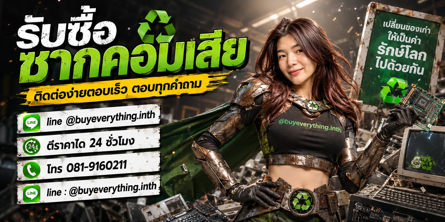รับซื้อซากคอมพิวเตอร์ ติดต่อ line @buyeverything.inth ตีราคาได้ 24 ชั่วโมง โทร 081-9160211