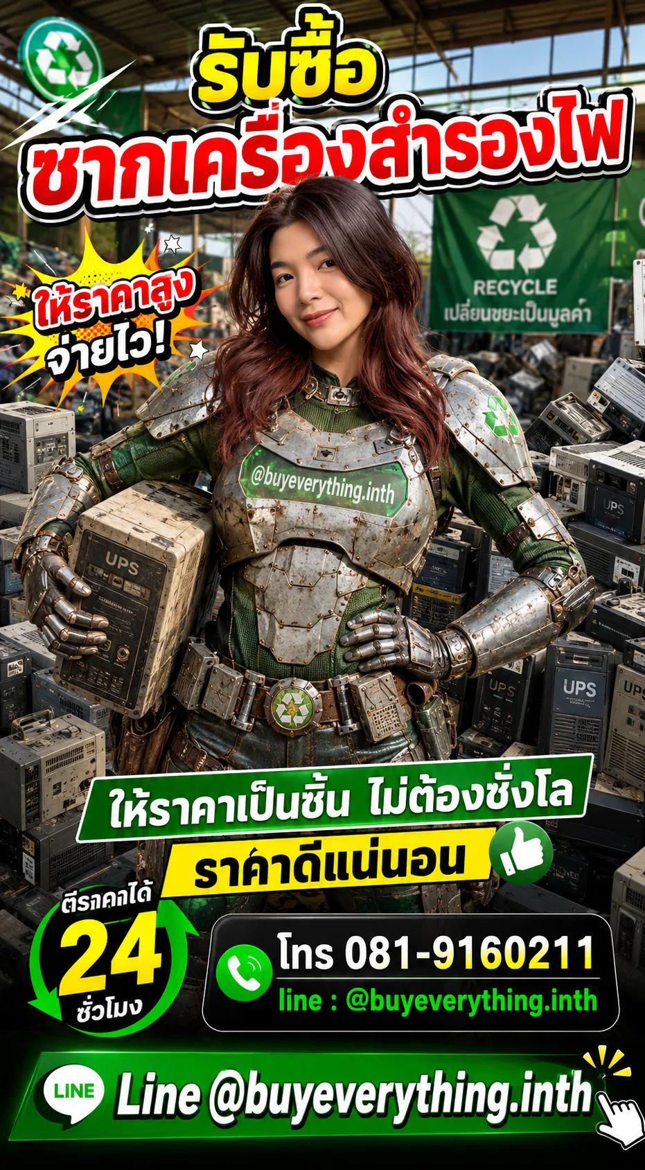 ฮีโร่รีไซเคิลรับซื้อซากเครื่องสำรองไฟ ให้ราคาเป็นชิ้น ไม่ต้องชั่งโล