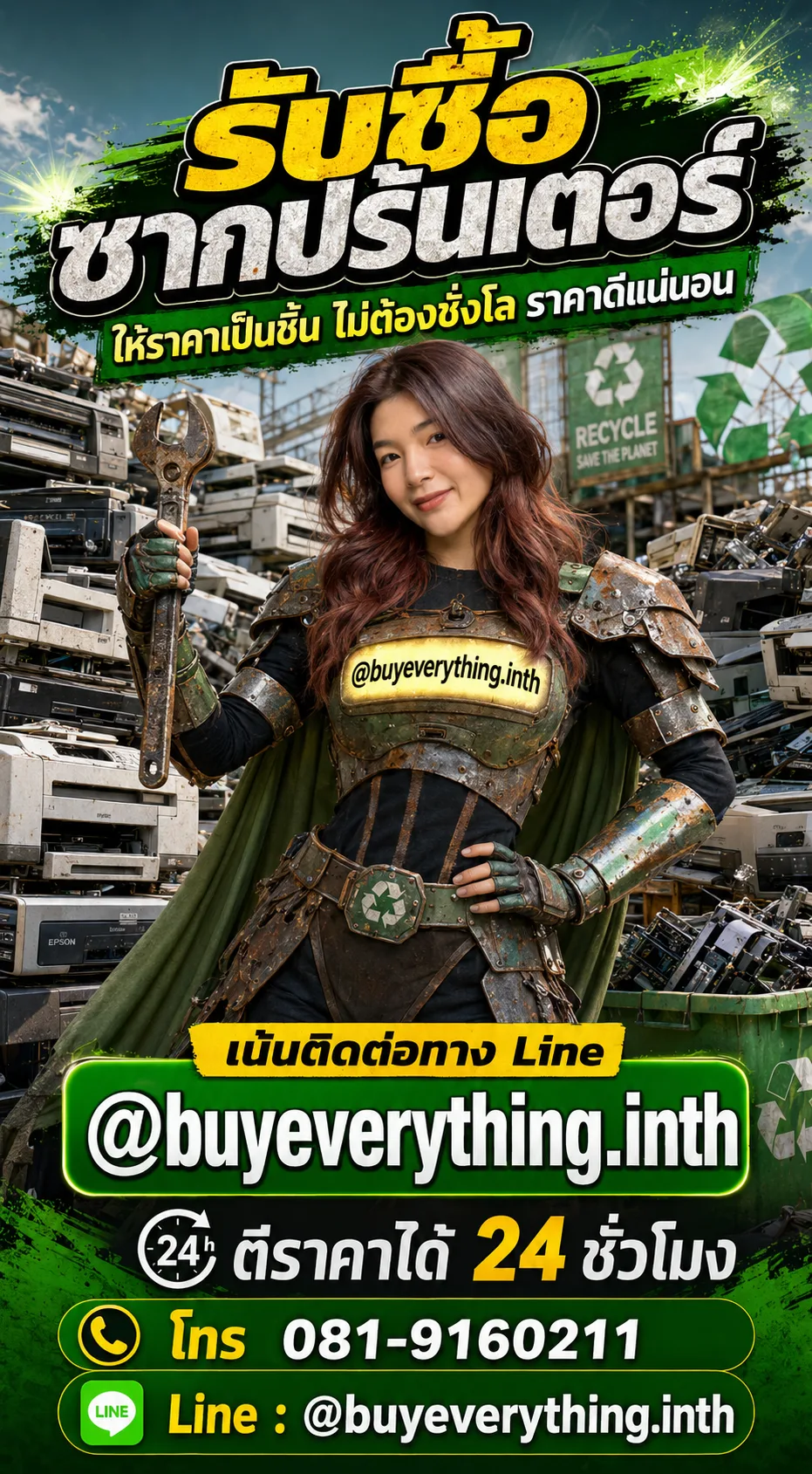 ฮีโร่รีไซเคิลรับซื้อซากปริ้นเตอร์ ให้ราคาเป็นชิ้น ไม่ต้องชั่งโล