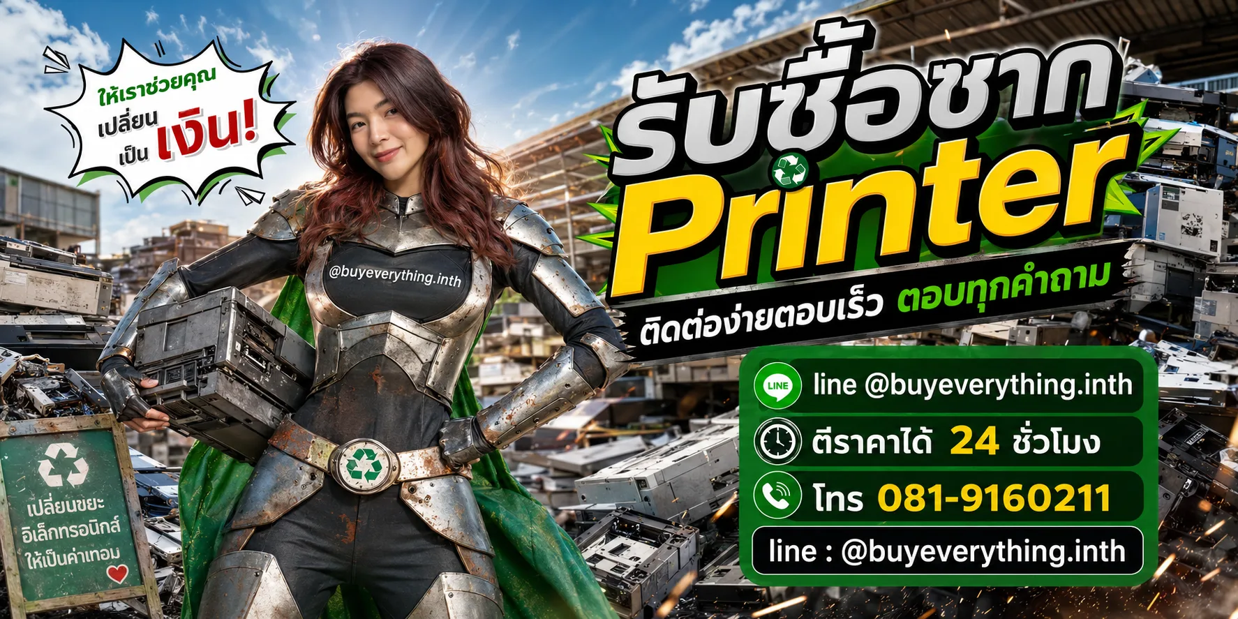 รับซื้อซาก Printer ติดต่อ line @buyeverything.inth ตีราคาได้ 24 ชั่วโมง โทร 081-9160211
