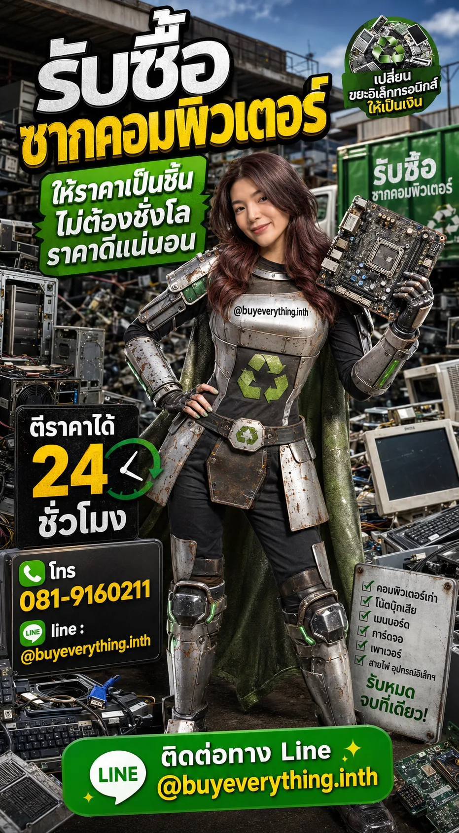 ฮีโร่รีไซเคิลรับซื้อซากคอมพิวเตอร์ ให้ราคาเป็นชิ้น ไม่ต้องชั่งโล