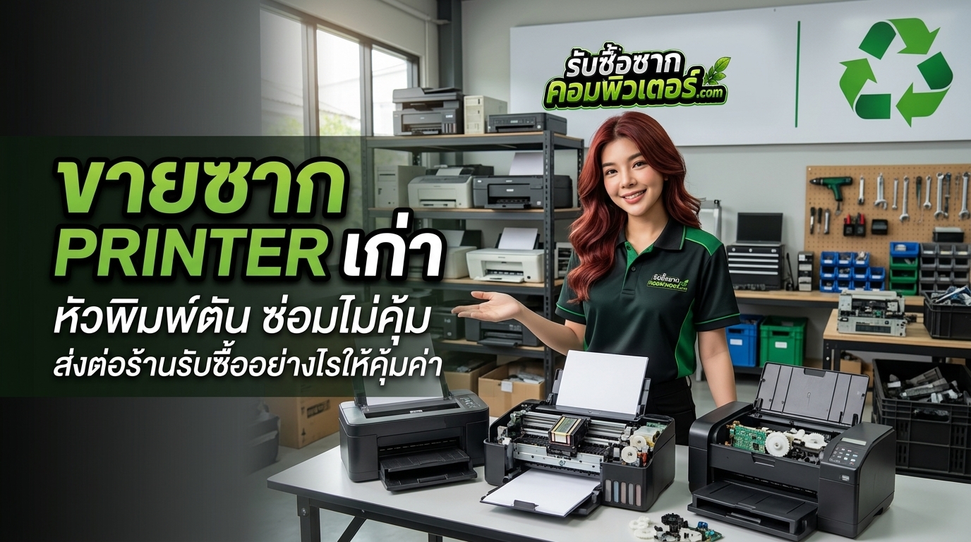 ภาพปก ขายซาก Printer เก่า หัวพิมพ์ตัน ซ่อมไม่คุ้ม ส่งต่อร้านรับซื้ออย่างไรให้คุ้มค่า
