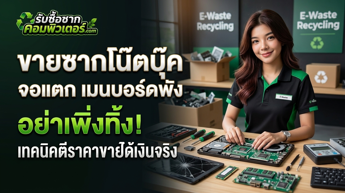 ขายซากโน๊ตบุ๊ค จอแตก เมนบอร์ดพัง อย่าเพิ่งทิ้ง! เทคนิคตีราคาขายได้เงินจริง
